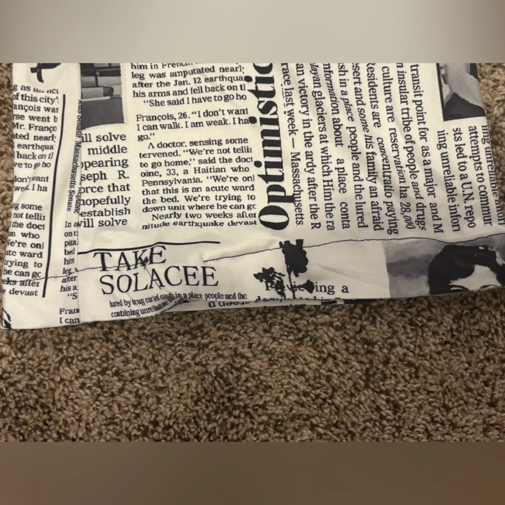 Women’s Trousers in Black and White Newspaper Print. Size Large Handmade - Picture 7 of 9